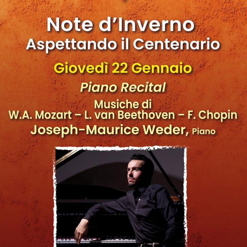 Piano Recital e presentazione logo centenario, appuntamento a giovedì 22 gennaio