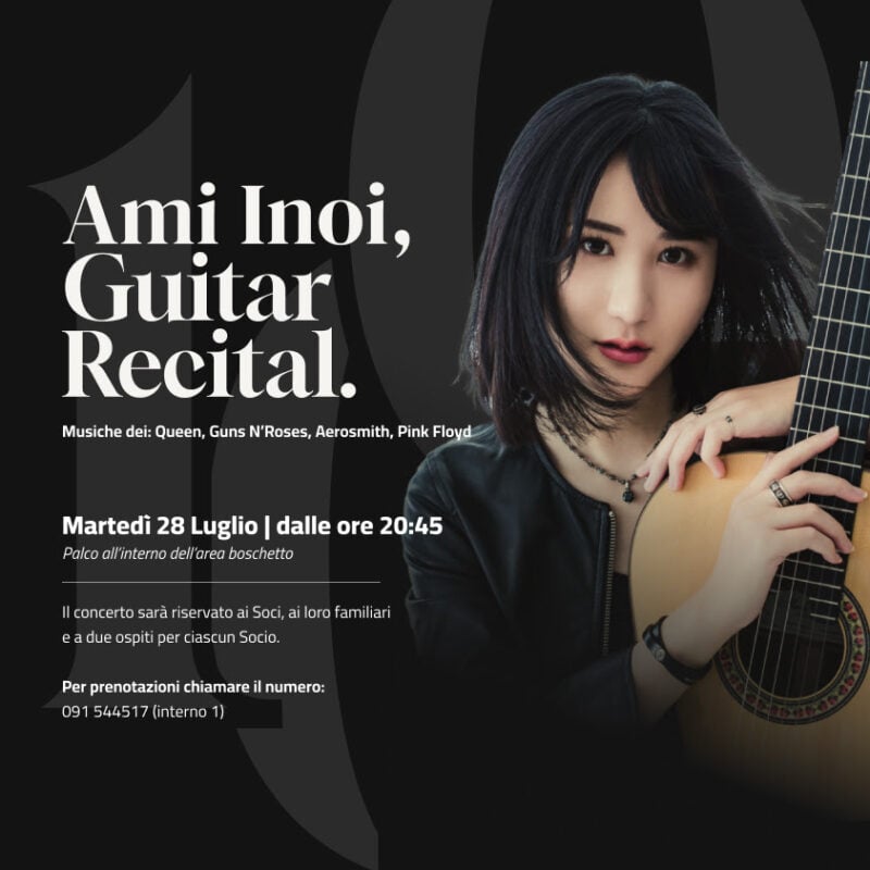 Appuntamenti Centenario: martedì 28 luglio, concerto di chitarra dell’artista Ami Inoi