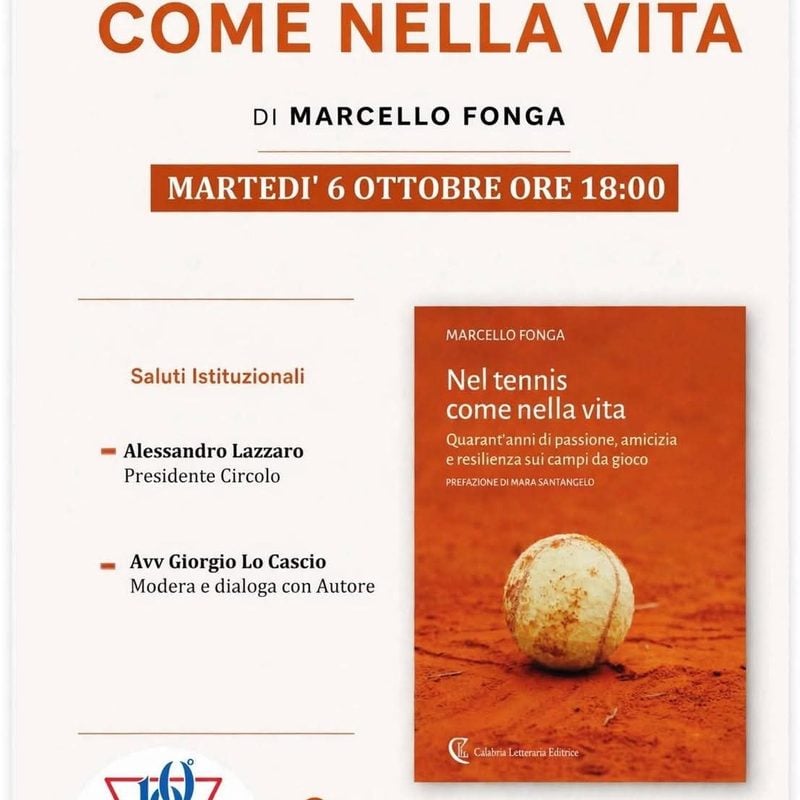 Martedì 6 ottobre la presentazione del libro “Nel Tennis come nella Vita”